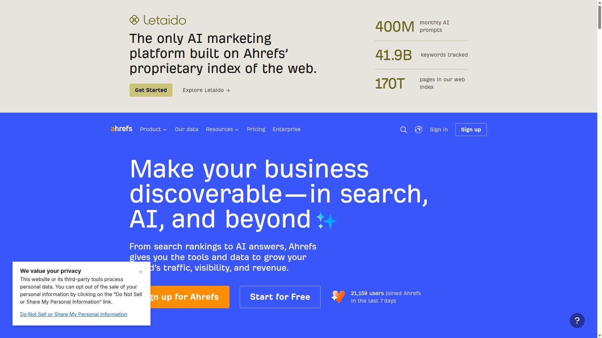 Ahrefs website