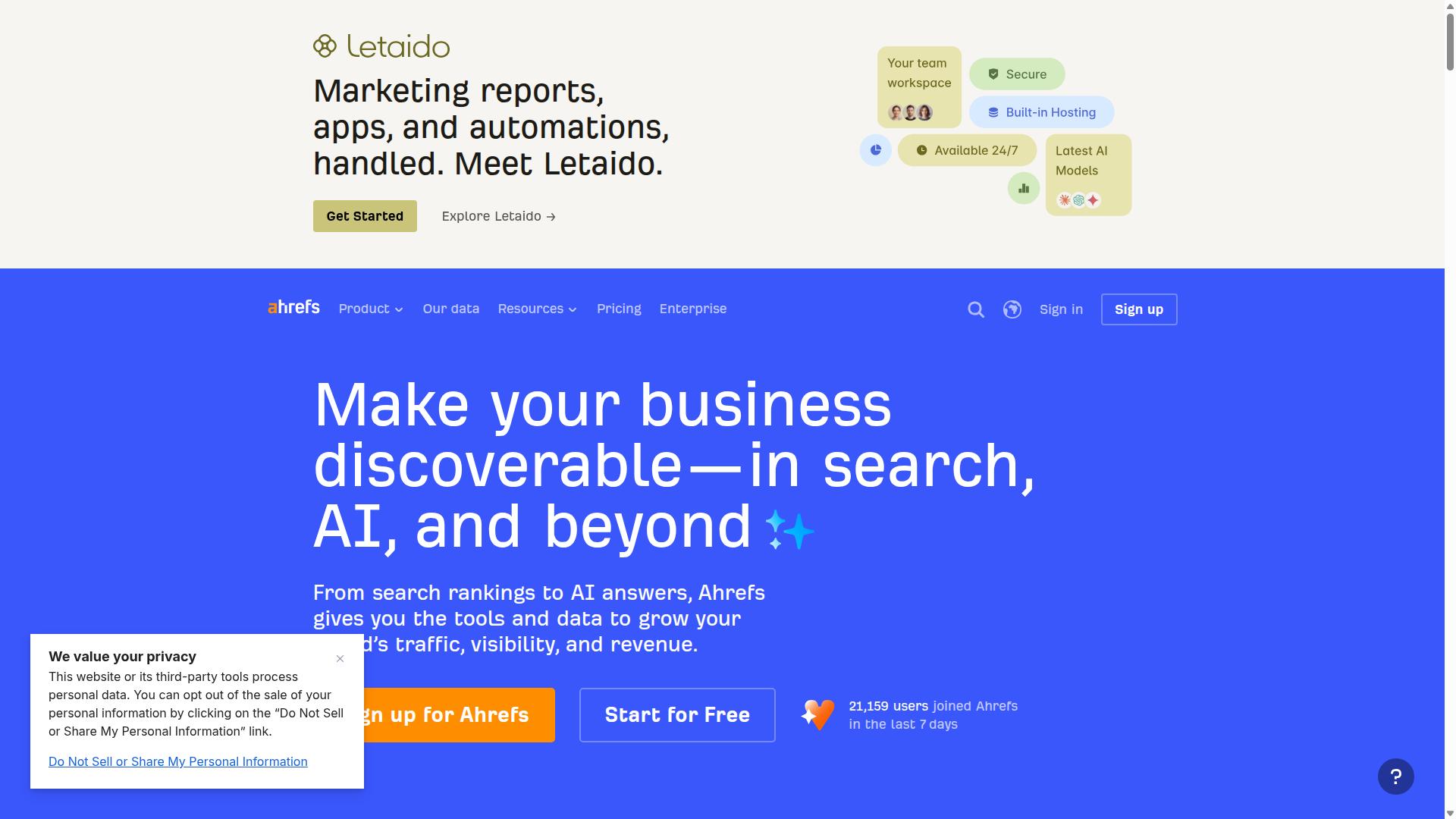 Ahrefs website