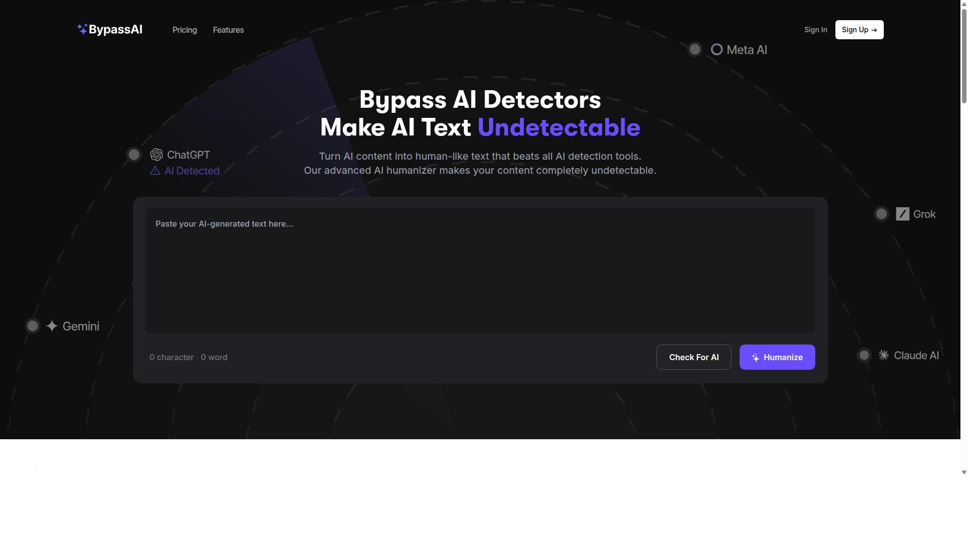 BypassAI website