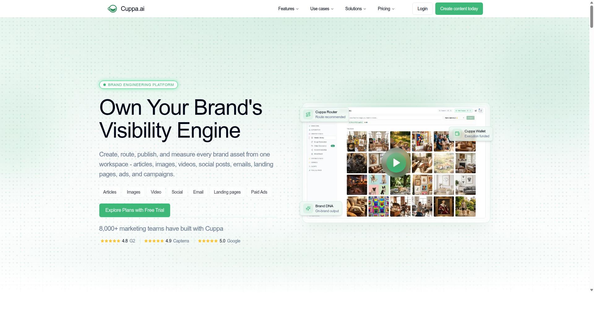 Cuppa AI website
