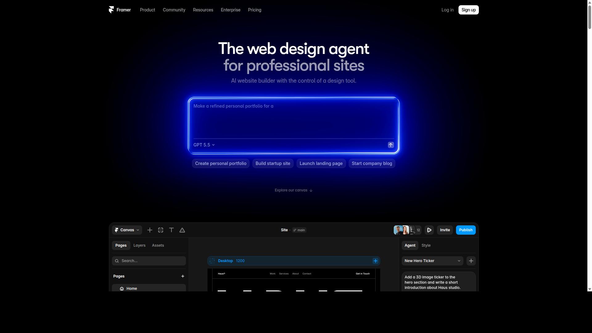 Framer website