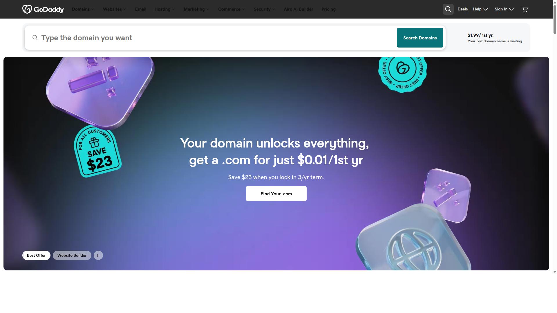 GoDaddy website