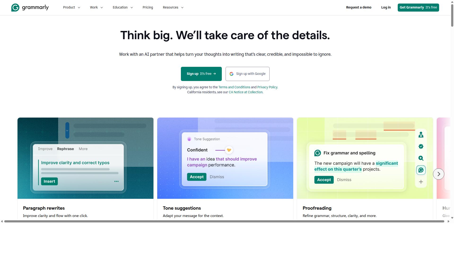 Grammarly Rewording Tool website
