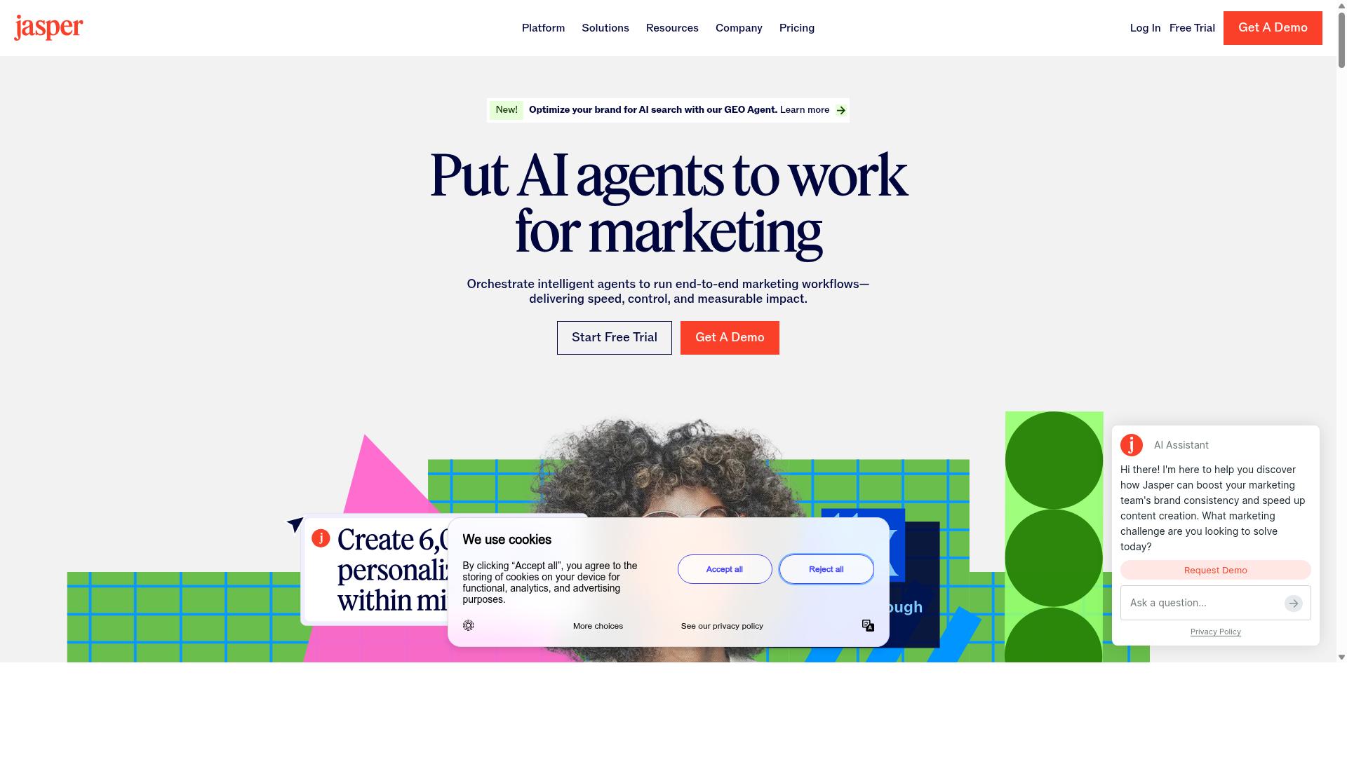 Jasper AI website