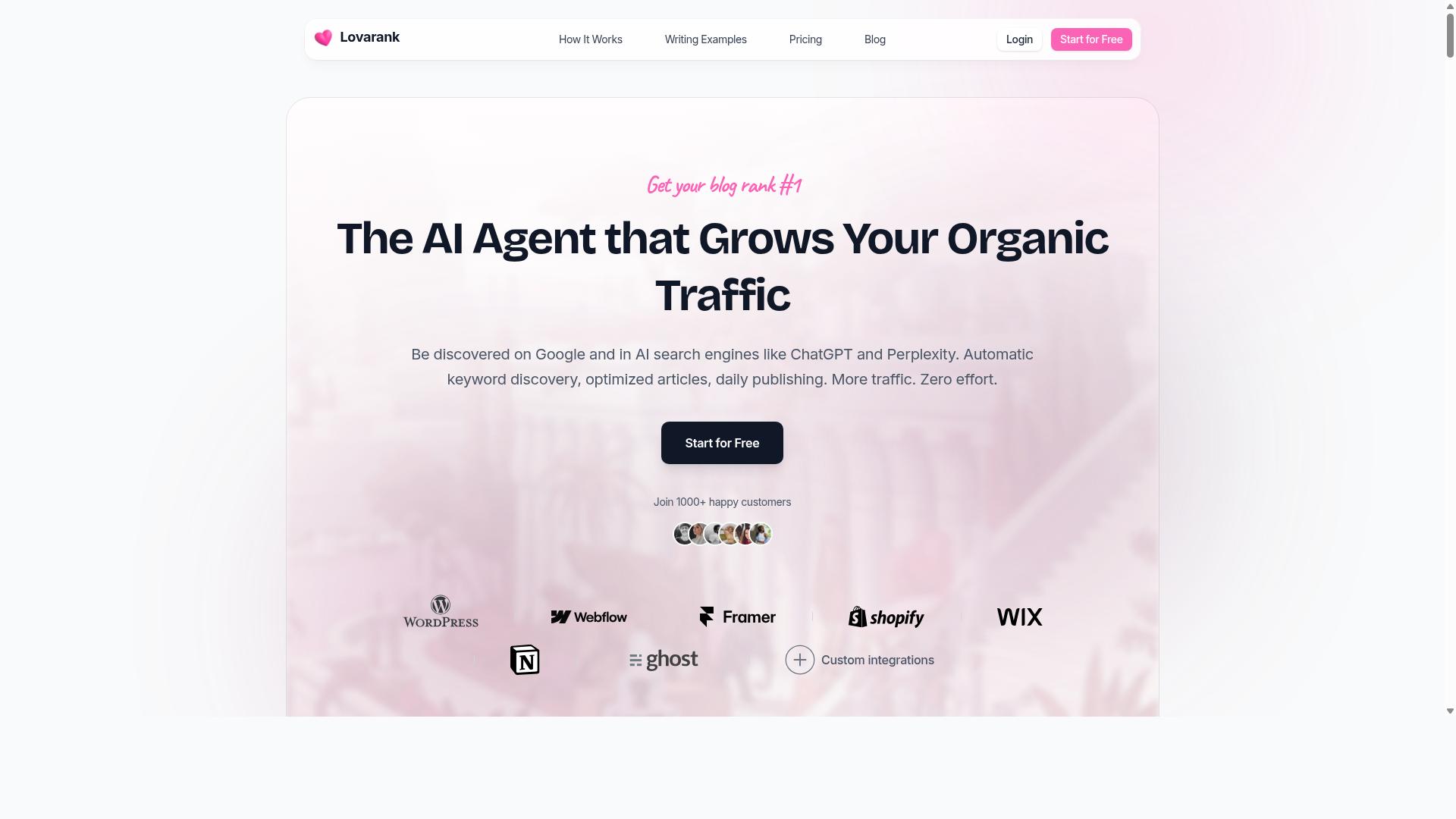 Lovarank website