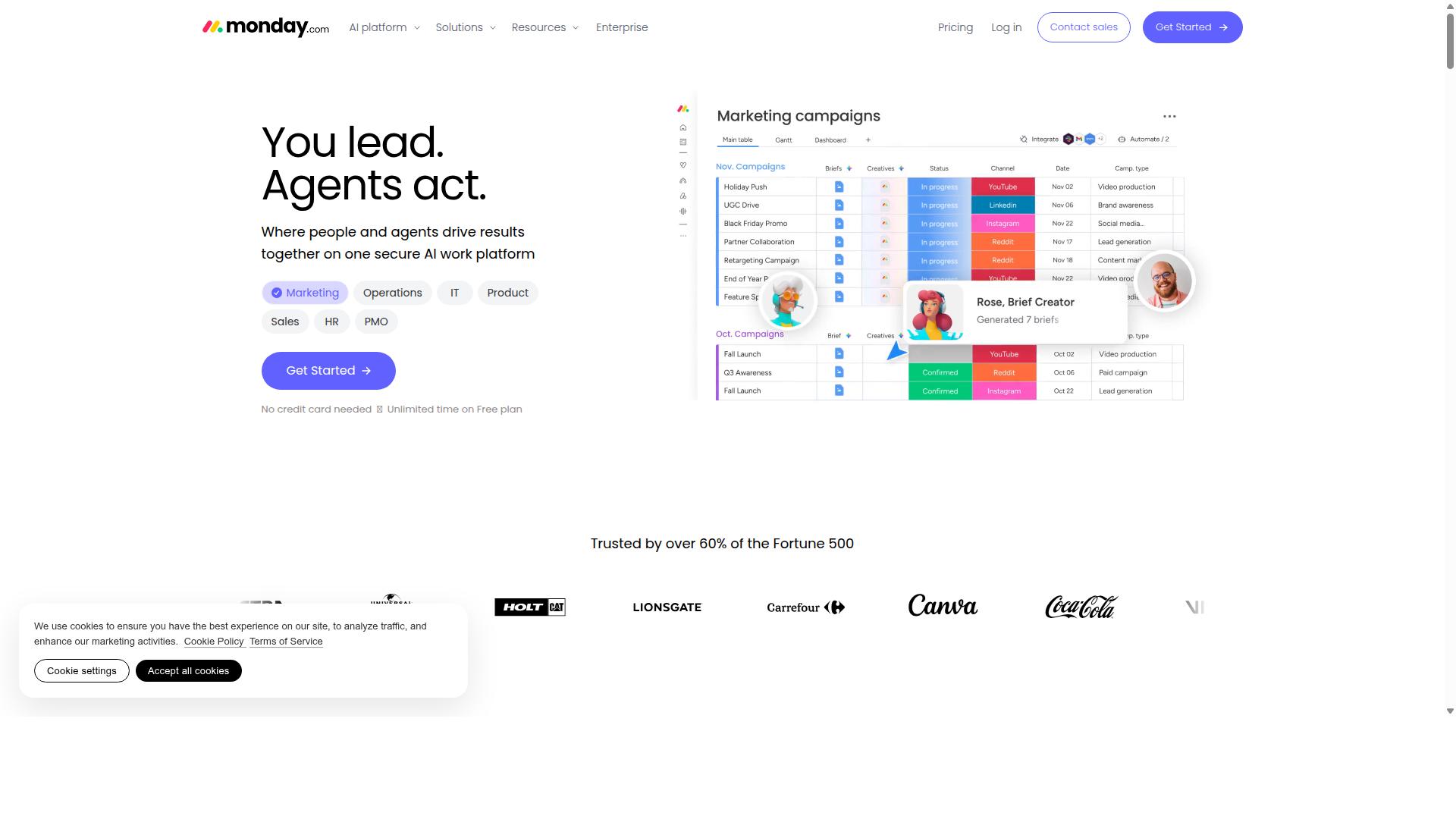 monday.com AI Work Platform website