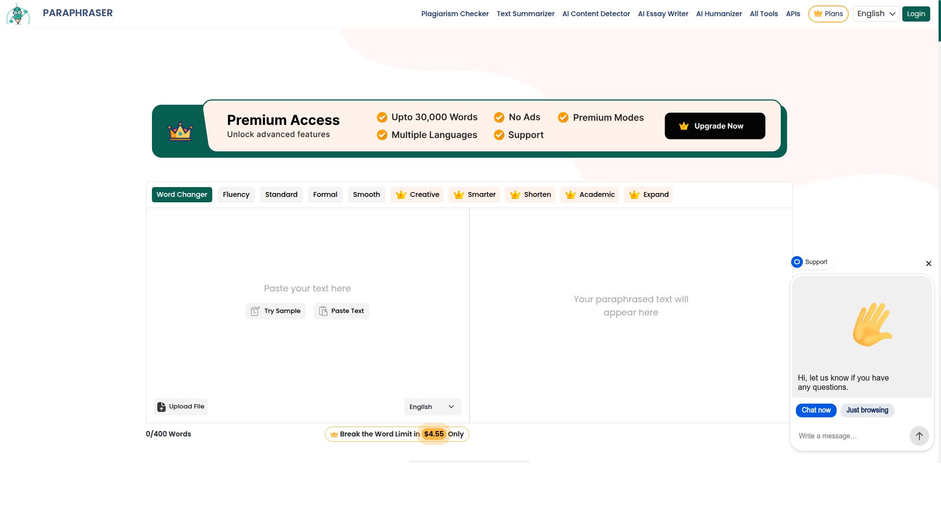 Paraphraser.io website