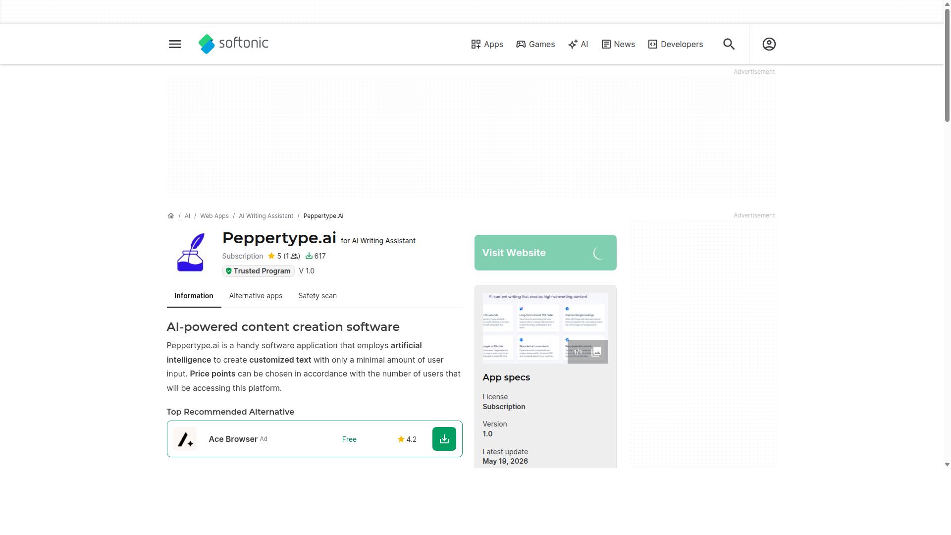 Peppertype.ai / Pepper website