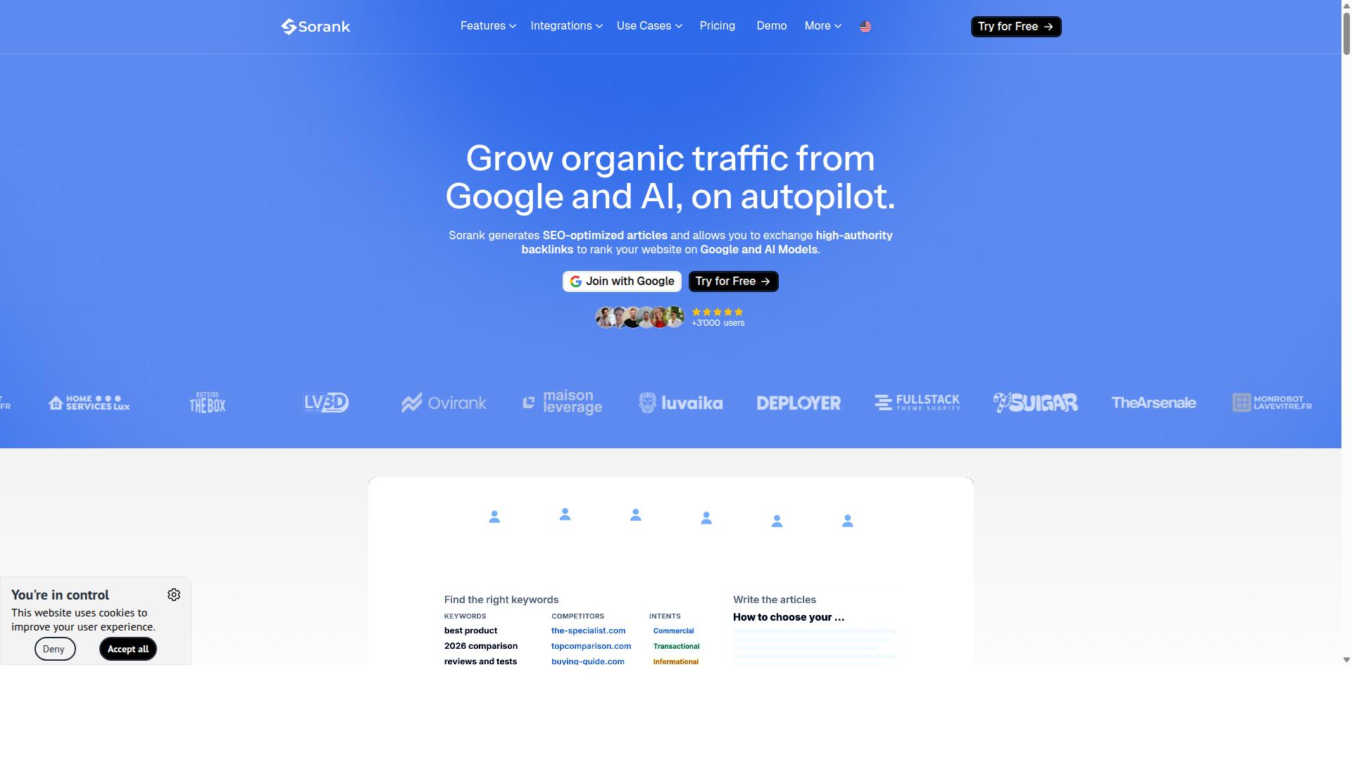 Sorank website
