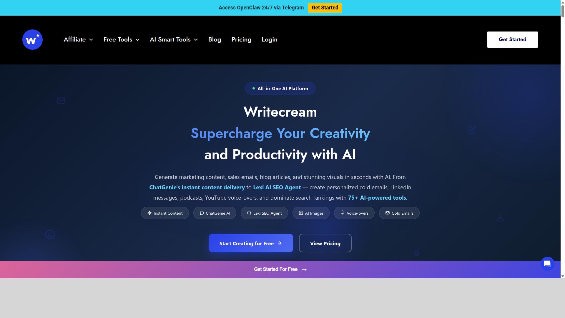 Writecream website