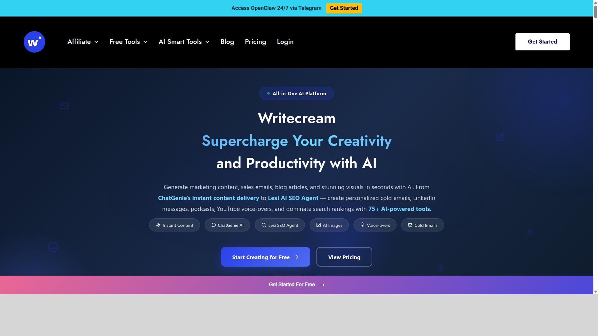 Writecream website