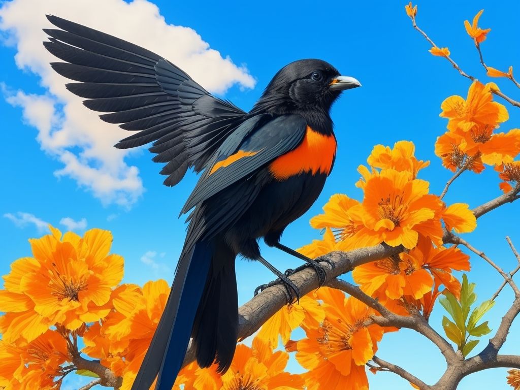 10 Amazing Black Birds With Orange Wings
