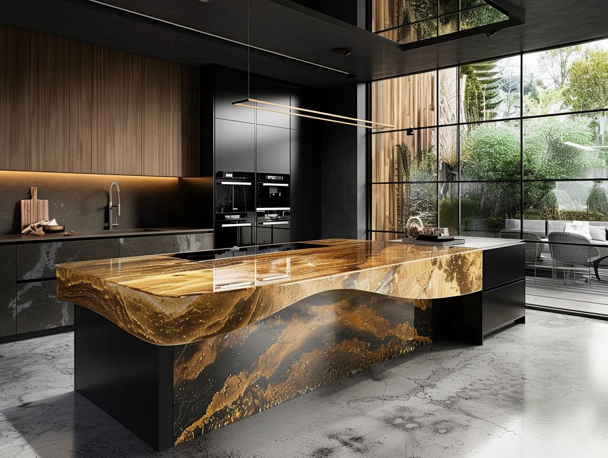 Island Countertop Black Gold Ampquartz Johor