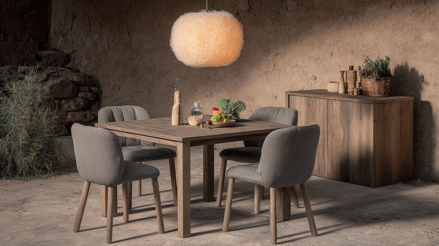 4. Layered Lanterns Above Cherry Wood Seating