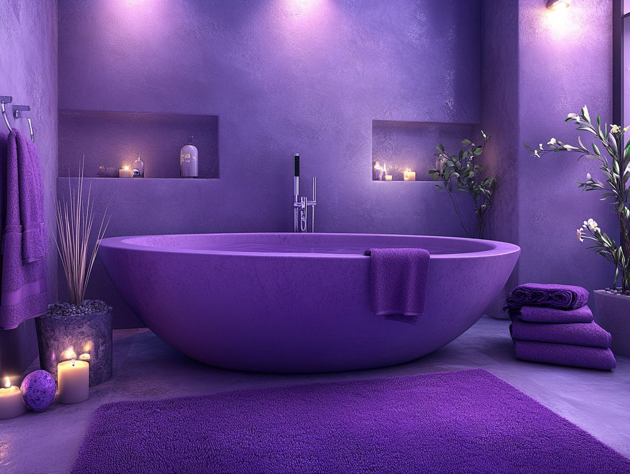 6. Purple Vanity with Marble Countertop