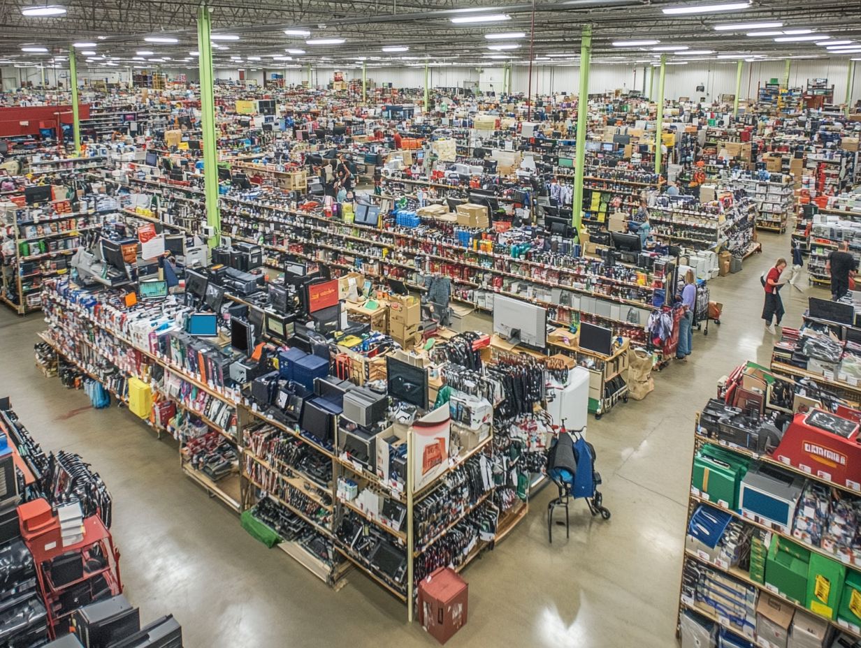 A customer exploring discounted high-quality electronics at an Amazon liquidation store.
