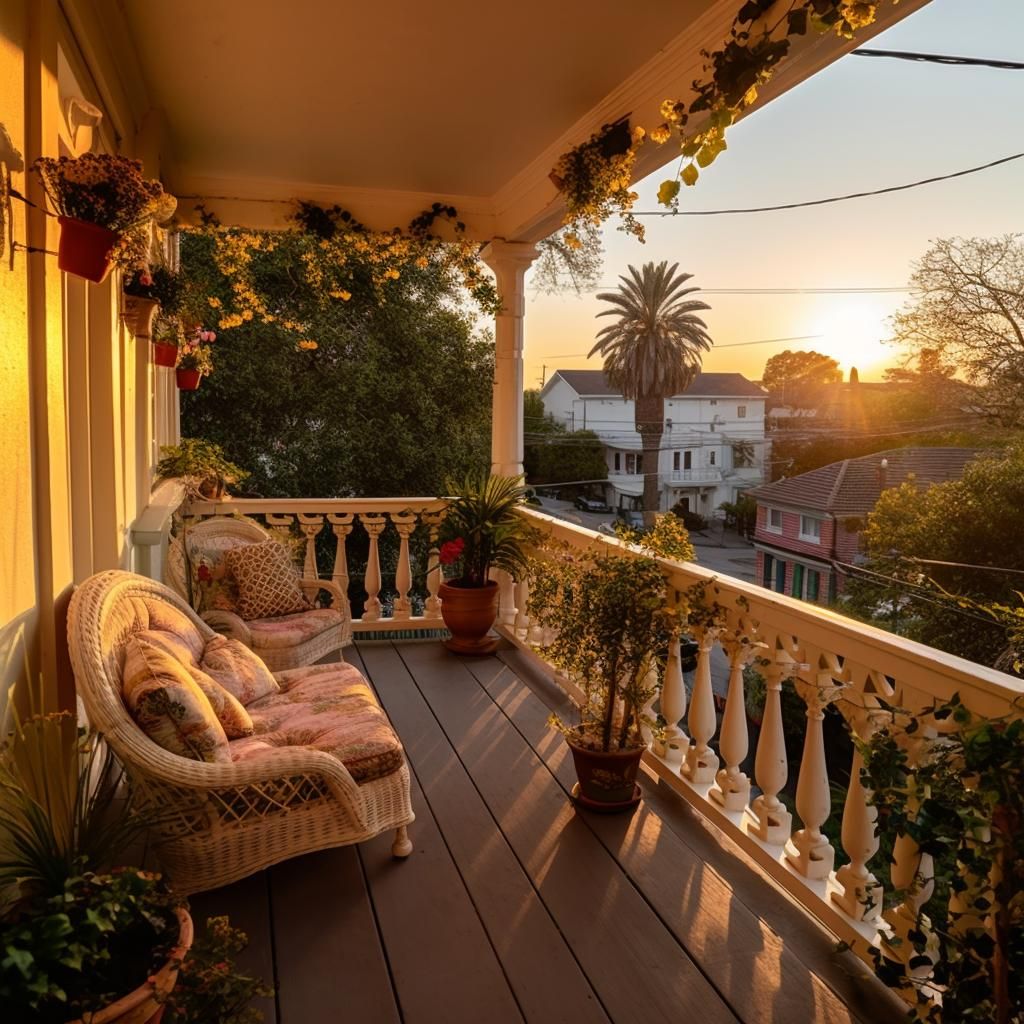 front porch with balcony above