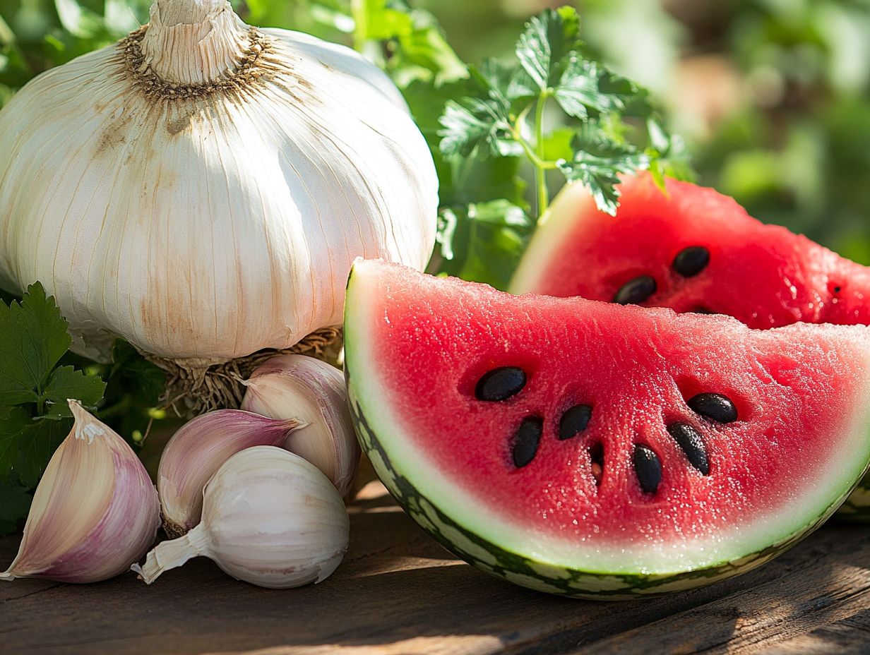 What are the health benefits of consuming Garlic and Watermelon together?