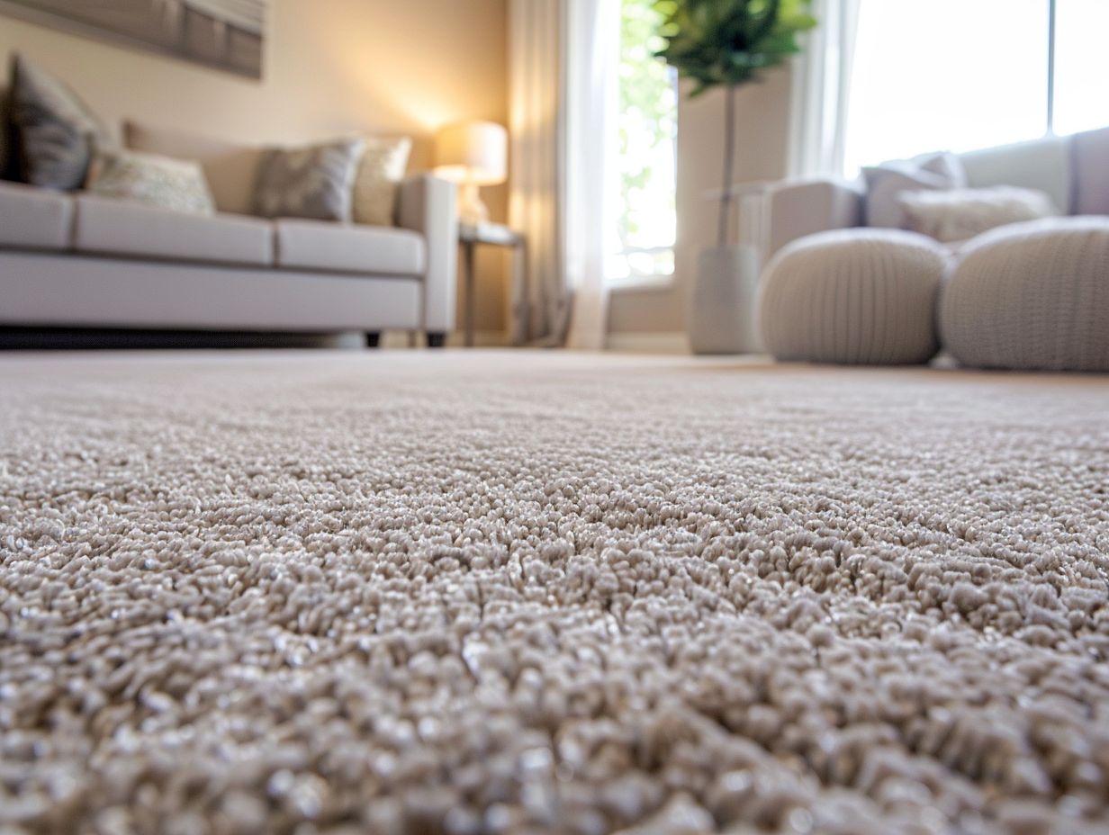 A close-up shot of a white living-room carpet