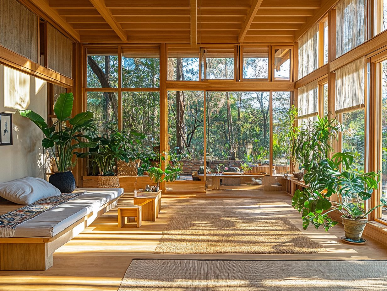 What are sustainable materials for indoor biophilic features?