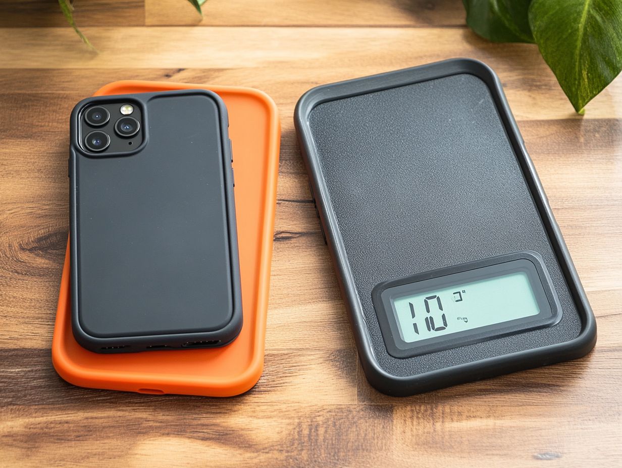 What is the difference between light and heavy phone case options?