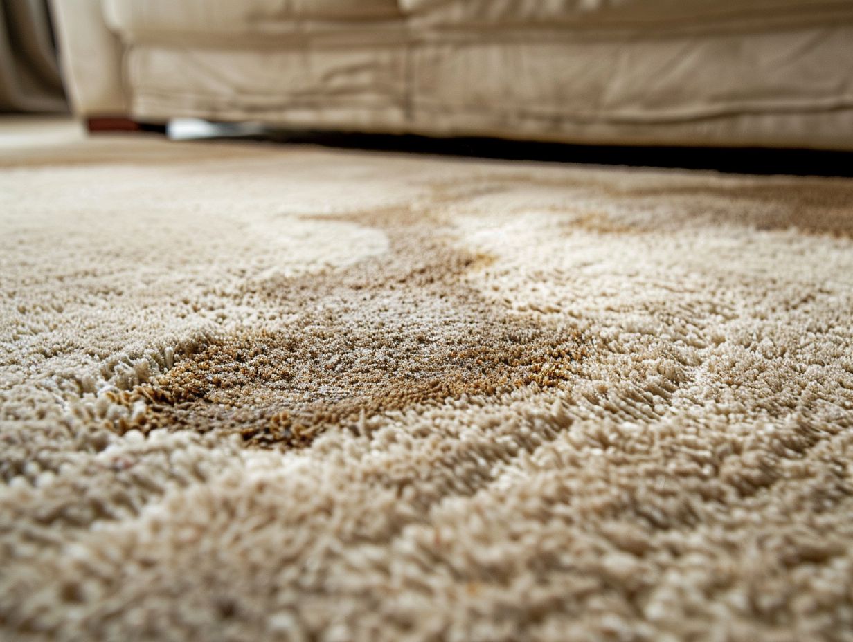 Pet urine stains on a living room carpet